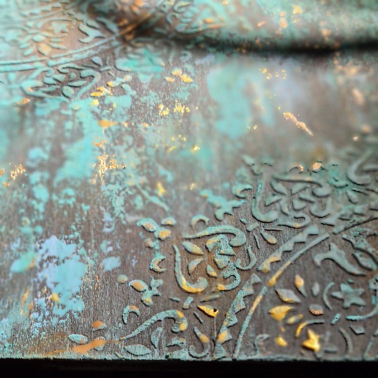 BOHOdesign absztrakt kép patina hatás festés festőkéssel